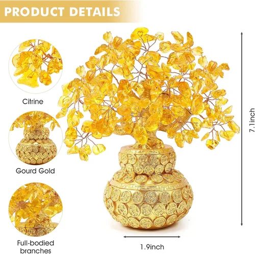 Miniatura 2 de Árbol de Dinero Feng Shui de Citrino Multicolor en Estilo Bonsái con Decoración China para Suerte y Riqueza