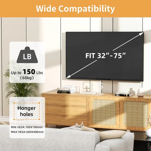 Miniatura 2 de Soporte de pared para TV sin pernos para televisores de 32 a 75 pulgadas, soporte de TV para paneles de yeso sin taladro, VESA máximo de 23.622 x