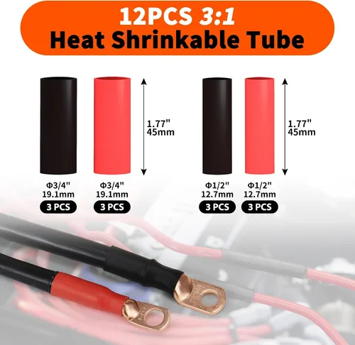Miniatura 6 de Sanuke Kit de herramientas de crimpado de cables de batería con cortador de cables, engarzadora de alambre de cobre para AWG 8-1/0, 12 terminales