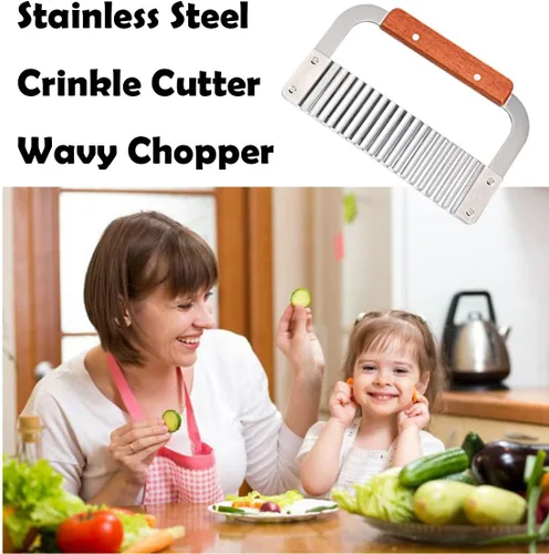 Cortador grande de acero inoxidable resistente para papas, zanahorias y frutas, verduras, papas, cebollas (estilo de madera II, 1 unidad)