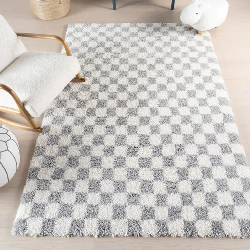 nuLOOM Adelaide Gris Claro/Crema, 3 x 5 pies, a cuadros, shag, suave y acogedor, para alto tráfico, resistente a las manchas, fácil de limpiar,