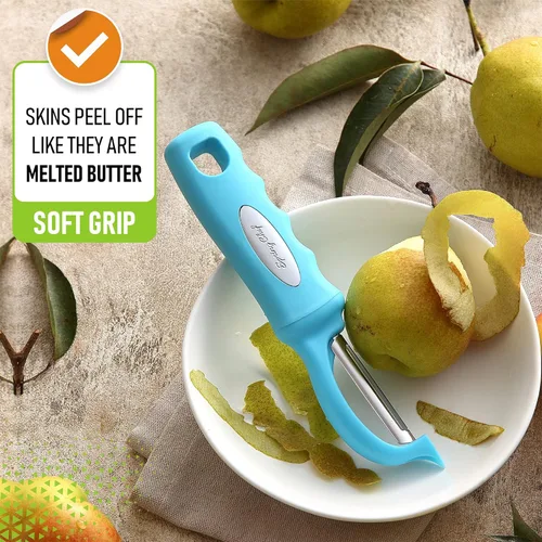 Miniatura 4 de Spring Chef Pelador de Verduras Giratorio Premium, Mango de Agarre Suave y Cuchillas de Acero Inoxidable Ultra Afiladas - Pelador de Cocina Perfecto