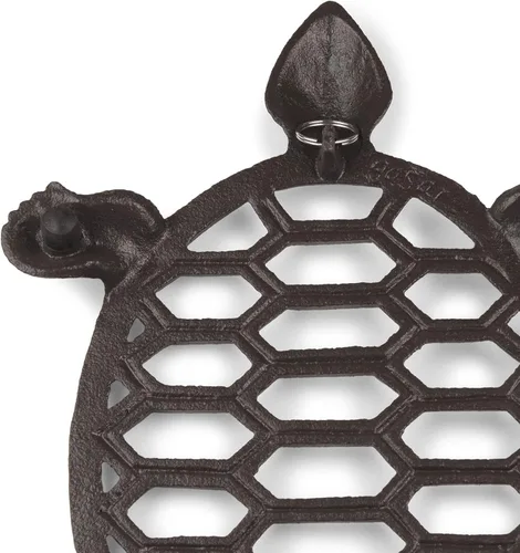 Miniatura 3 de GASARÉ, Salvamanteles de hierro fundido para platos calientes, ollas y sartenes, salvamanteles de metal, diseño de tortuga marina, tapas de patas