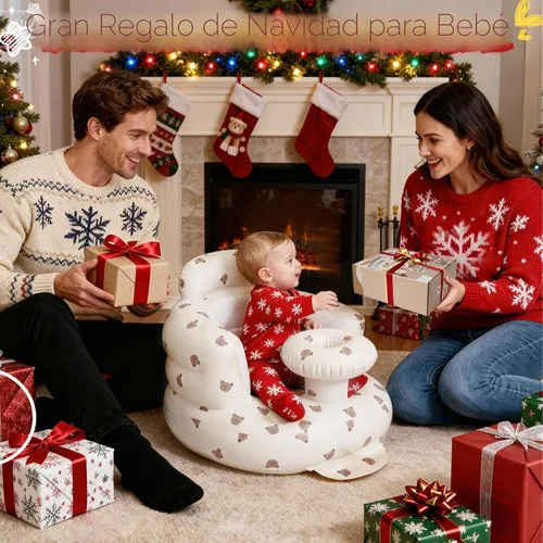Miniatura 7 de Arscniek Asiento para bebé inflable con bomba de aire incorporada, silla para bebé hinchable con soporte de espalda y bandeja, asiento para sentarse