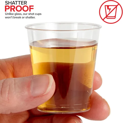 Miniatura 4 de Stock Your Home 250 mini vasos de chupito de plástico (1.5 onzas) vasos desechables transparentes para chupitos de gelatina, degustación de vinos