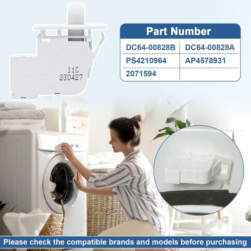 Miniatura 4 de DC64-00828B Interruptor de Puerta de Secadora Parte de Repuesto para Interruptor de Puerta de Secadora Samsung DC64-00828A PS4210964 2071594