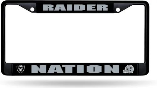 Miniatura 31 de Rico Industries Marco cromado negro primario de fútbol americano de la NFL con inserciones de plástico de 12" x 6" accesorio para automóvil/camión
