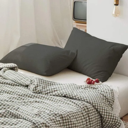 Miniatura 7 de BEDSUM Juego de 2 fundas de almohada de microfibra tamaño Queen, suaves, resistentes a las arrugas y de fácil cuidado con cierre de sobre para Gris