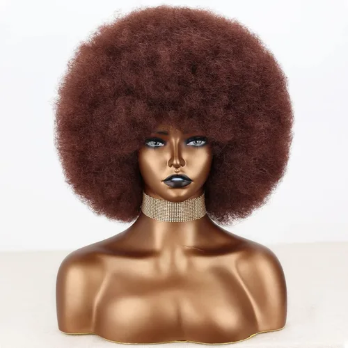 Miniatura 7 de Xinran Pelucas afro cortas de los años 70 para mujeres negras, peluca afro corta negra sintética grande de los años 70, peluca afro de 8 pulgadas 60