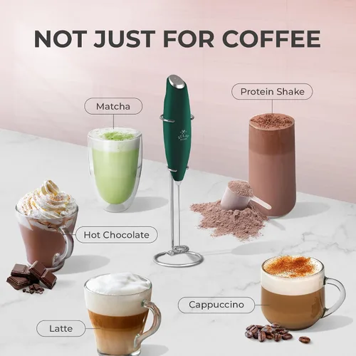 Miniatura 427 de Zulay Milk Boss Espumador de leche potente manual, hace espuma para latte, batidor para mezclar bebidas, café, miniespumador para capuchino, frappé