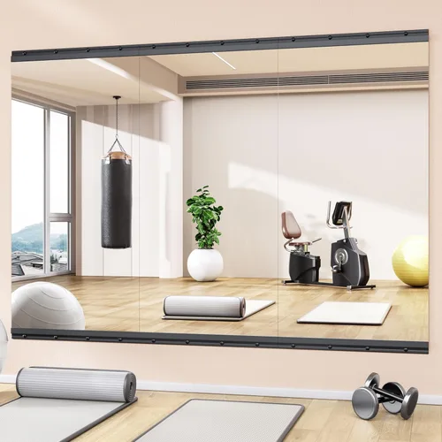 Miniatura 2 de Hasipu 3 piezas de espejos para gimnasio en casa de 48''x24'', espejos grandes de cuerpo entero montados en la pared para yoga, baile, fitness
