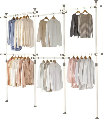 Miniatura 4 de Perchero ajustable de 2 niveles Estante para ropa Organizador para armarios
