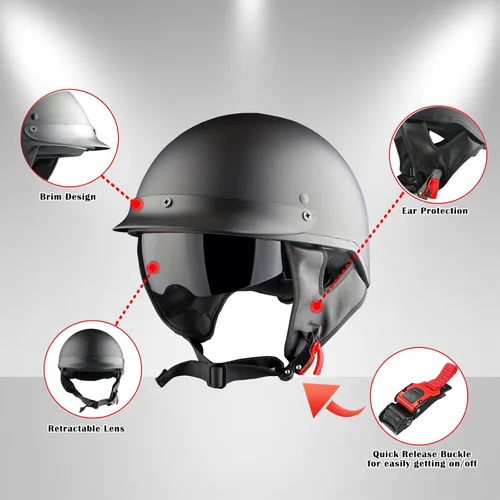 Miniatura 6 de 1Storm Casco de media cara para motocicleta, ciclomotor, scooter, piloto con visera ahumada interior retráctil, bandera azul + paquete de gafas