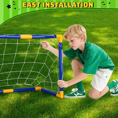 Miniatura 4 de Soccer Goal Set with 3 Ball Pump for Toddler Kid, Portable Goals Training Equipment for Garden Indoor Outdoor Backyard, Birthday Gift for Boy Girl