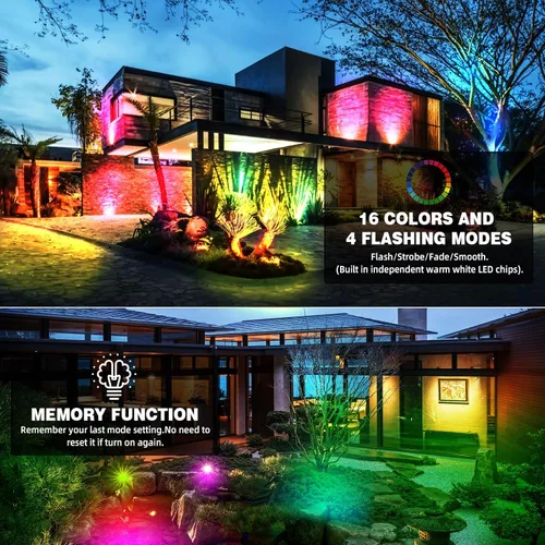 Miniatura 3 de Luces de paisaje de bajo voltaje RGB+W con control remoto, 5 W, 12 V, iluminación de paisaje, LED, 16 focos que cambian de color, luces impermeables