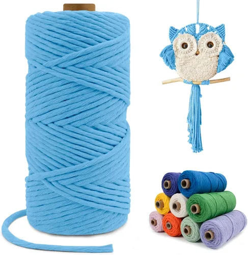 Miniatura 13 de Cuerda de macramé de una sola hebra de 0.197 in x 110 yardas, cuerda de macramé de algodón natural de 0.197 in, cuerda de algodón grueso para colgar