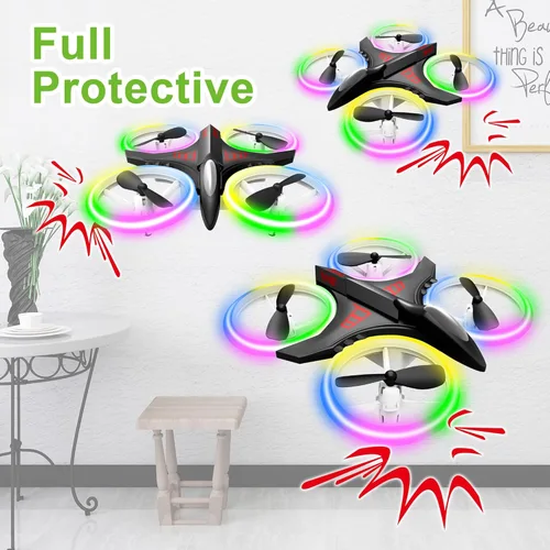 Miniatura 3 de Dwi Dowellin Mini Dron de 4.9 Pulgadas para Niños a Prueba de Choques Luces LED Despegue y Aterrizaje con Una Tecla Volteretas RC Control Remoto