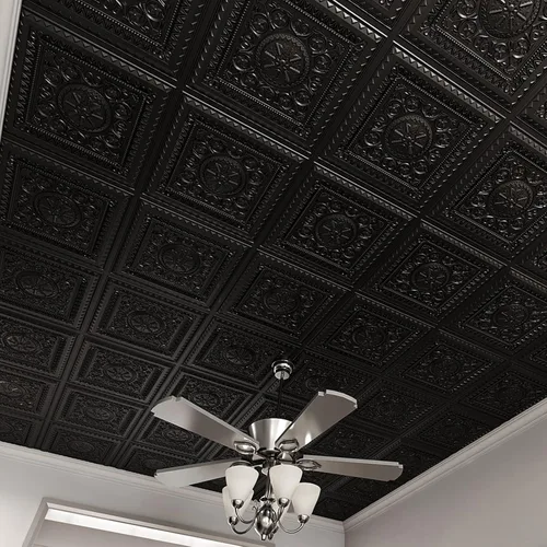 Miniatura 2 de Art3d Azulejos de techo caídos, azulejos de techo adhesivos, hoja de plástico de 2 x 2 pies en negro (paquete de 12, 48 pies cuadrados)