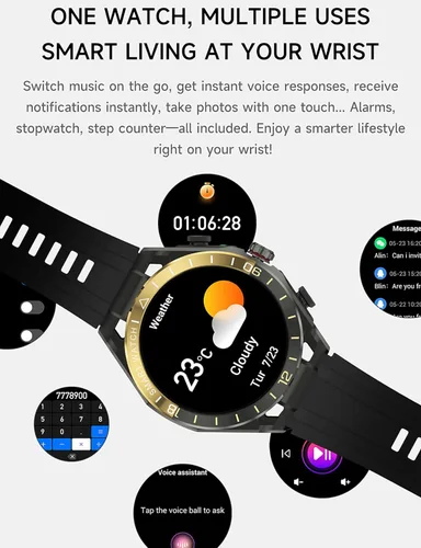 Miniatura 4 de Reloj inteligente con auriculares, llamadas Bluetooth puede responder y hacer llamadas, rastreador de fitness deportivo con paso, material metálico