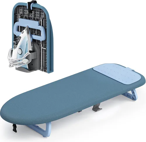 Miniatura 12 de KINGBOARD Tabla de planchar de mesa, pequeña tabla de planchar con soporte para planchar, mini tabla de planchar plegable, fácil almacenamiento