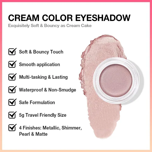 Miniatura 5 de evpct Paleta de maquillaje en pote de sombra de ojos en crema única para mujeres mayores, sombra de ojos de champán con shimmer, glitter metálico