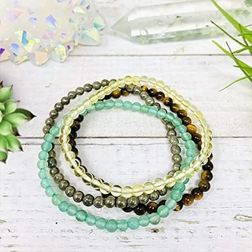 Miniatura 6 de Juego de pulseras apilables de piedras preciosas de cristal curativo con cuentas de 0.157 in que atraen dinero, abundancia, riqueza, antiansiedad