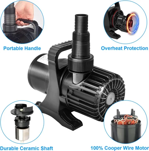 Miniatura 8 de OYO WATER Bomba de agua exterior de 3000 gph-155W 9.99 m de cascada de estanque y fuente de peces Kio y bomba de jardín sumergible IPX8: cable largo
