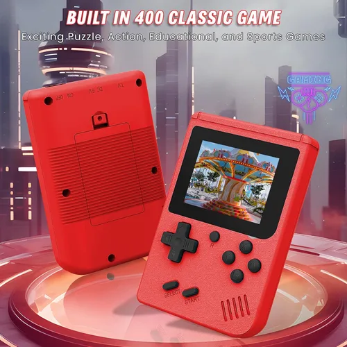 Miniatura 2 de Consola de juegos de mano retro incorporada 400 videojuegos, emulador portátil de mano con pantalla HD de 3.0 pulgadas y batería recargable, Rojo