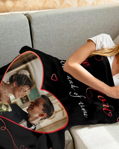 Miniatura 2 de Manta personalizada con nombre, imagen y fecha para esposa, regalos personalizados para esposa de parte del marido, manta de franela súper suave
