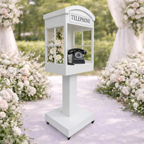 Miniatura 6 de Telephone Booth Audio Guest Book White Phone Booth Stand Wedding Telephone Booth Box Perfect for Video Message Recording Wedding Party Ceremony