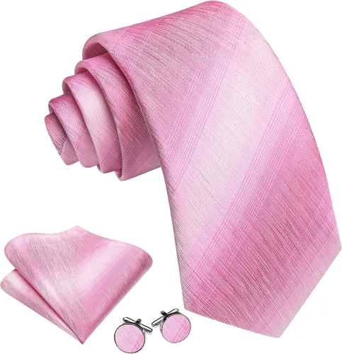 Miniatura 313 de Barry.Wang Juego de corbatas para hombre, corbata de seda a rayas, tejido a cuadros, gemelos formales, negocios, boda