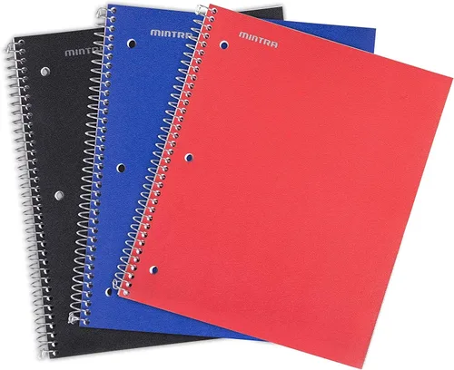 Miniatura 5 de Mintra Office Durable Spiral Notebook - 2 Subject (Junior Size 3pk (6.5in x 9.5in), Arctic Ice, Sun Yellow, Spring Pink)