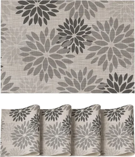Miniatura 38 de Artoid Mode - Juego de 4 manteles individuales de vinilo con diseño floral, resistentes al calor, lavables, antideslizantes, de PVC, para decoración