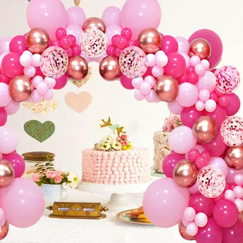 Miniatura 8 de Globos de color rosa intenso, 100 globos de látex grueso de 12 pulgadas, globos de helio redondos de color rosa intenso para cumpleaños, boda, San