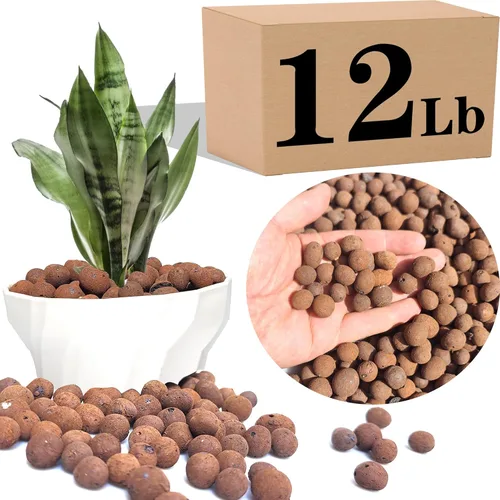 Voulosimi - Guijarros de arcilla hidropónicos, rocas de ceramsite orgánicas, medio de cultivo para horticultura, orquídeas, drenaje (5.4 kg)