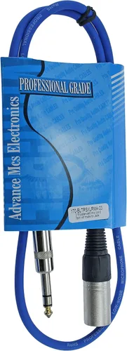 Miniatura 2 de Cable Patch de Audio Pro XLR macho TRS de 1/4 pulgadas a 3 pines equilibrado y blindado (3 pies de largo, azul)