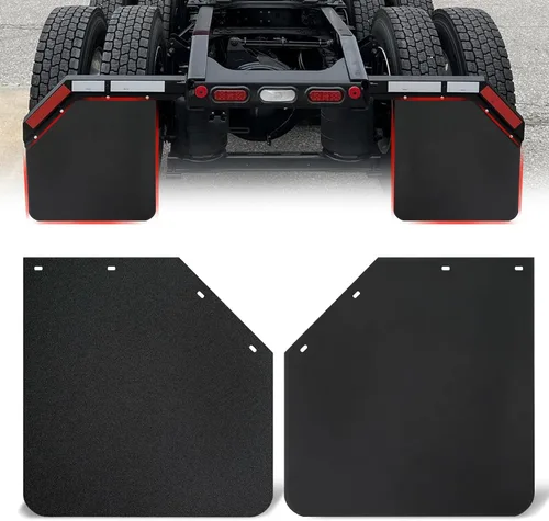 2 aletas de polímero de 24 x 24 pulgadas en ángulo negro resistente, protección universal contra salpicaduras para semirremolques, tractores y