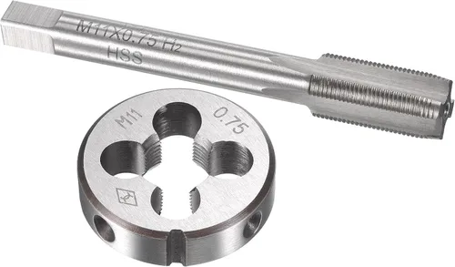 Miniatura 8 de uxcell M12 x 0.030 in Juego de llaves métricas y troqueles, rosca de máquina con troquel de roscado redondo, kit de grifo y troquelado
