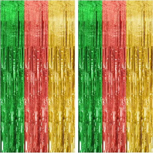 Miniatura 54 de Paquete de 2 cortinas de serpentinas negras para fiestas, telón de fondo de flecos de oropel de papel de aluminio, decoraciones para fiestas
