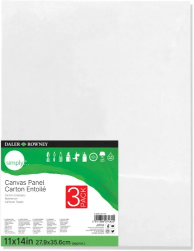 Daler-Rowney Simply - Panel de lienzo de 11 x 14 pulgadas, paquete de 3 lienzos para óleo, acrílico, vertido y mixtos, 100% algodón, triple