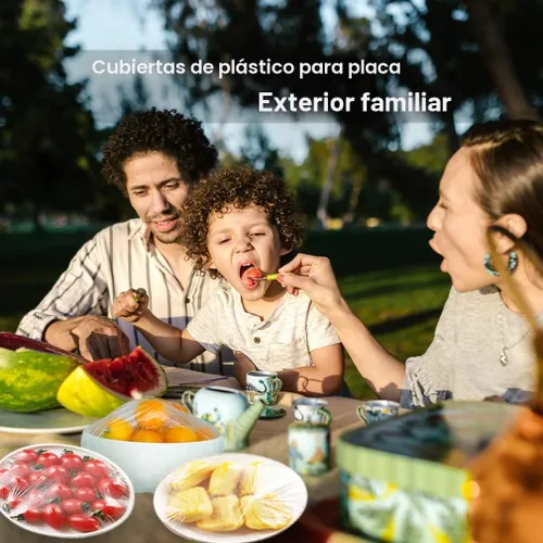 Miniatura 4 de 200 fundas elásticas de plástico reutilizables para tazones, fundas de almacenamiento de alimentos con fundas elásticas para tazones para sobras