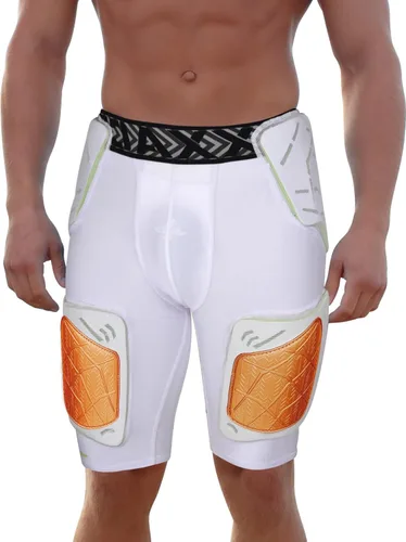 Miniatura 13 de Exxact Sports Gladiator - Faja de fútbol para adultos de 5 almohadillas para hombres con cadera, muslos, almohadillas para coxis, pantalones cortos