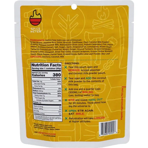Miniatura 9 de GOOD TO-GO Curry tailandés (paquete de 6 porciones individuales) Alimentos para acampar y mochileros Solo tienes que añadir agua para mochileros