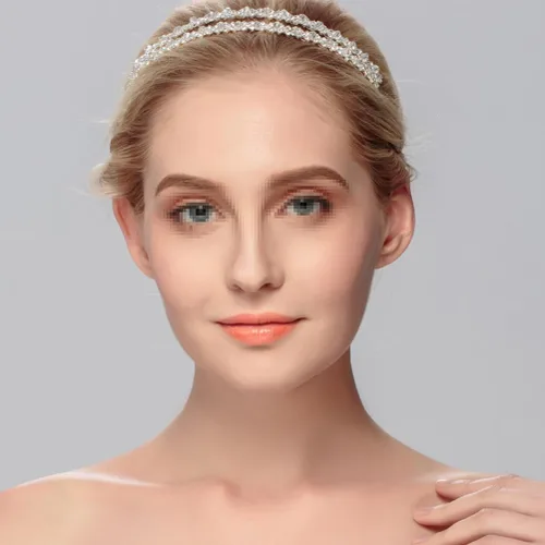 Miniatura 3 de Diadema de doble capa de plata con diamantes de imitación para el cabello, cierre de pelo, accesorios para el cabello nupcial