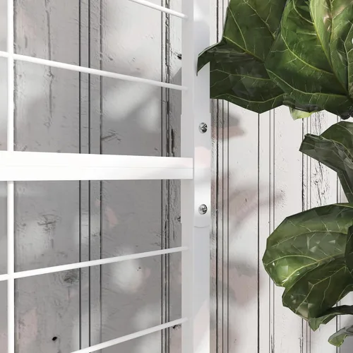 Miniatura 9 de Outsunny Soporte alto para plantas con enrejado y barra para colgar, soporte de metal para plantas trepadoras, flores, uso en interiores y Blanco