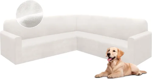 Miniatura 32 de HDCAXKJ Fundas de sofá seccional de esquina de terciopelo elástico en forma de L, juego de fundas deslizantes suaves y gruesas en forma de U