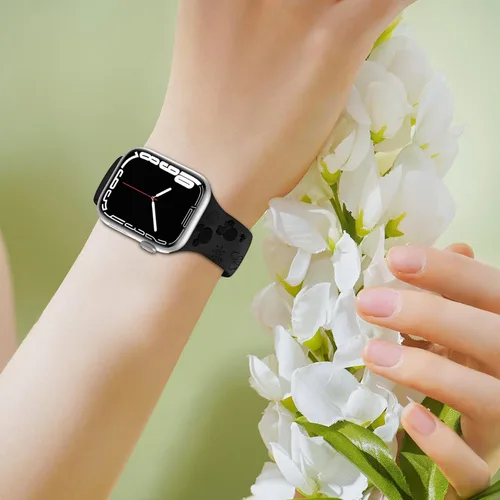 Miniatura 5 de 4 Paquete de bandas de silicona grabadas compatibles con Apple Watch de 40mm 38mm 41mm 42mm 44mm 45mm 46mm 49mm, unisex, correa deportiva suave