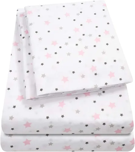 Juego de sábanas de la colección 1500 Supreme para niños y niñas, coloridas, divertidas y cómodas. Para colchones altos, no se arrugan, son Estrellas