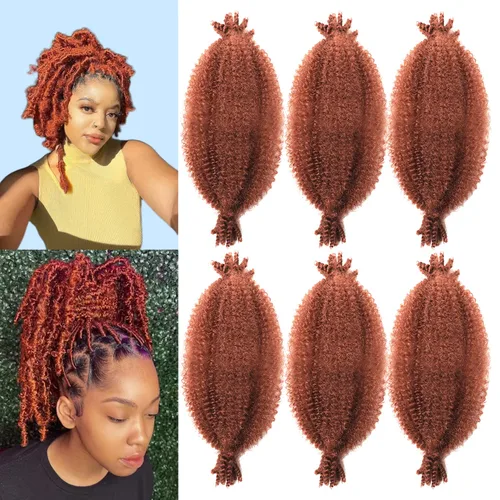 Miniatura 38 de Marley Twist - Cabello trenzado marrón Spring Twist de 18 pulgadas, cabello Marley para rastas suaves de imitación mariposa, cabello trenzado rizado