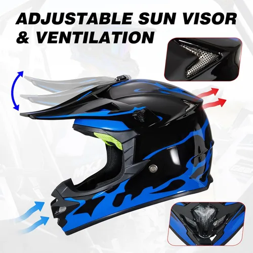 Miniatura 7 de Casco de Bicicleta de Tierra para Jóvenes Niños para Niños y Niñas, F001 Casco de Motocicleta de Cara Completa para Todoterreno ATV Conducción